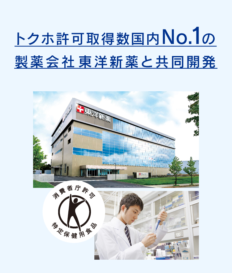 トクホ許可取得数国内No.1の製薬会社東洋新薬と共同開発
